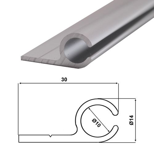 Kederschiene Aluminium eloxiert - 2 m - 0°