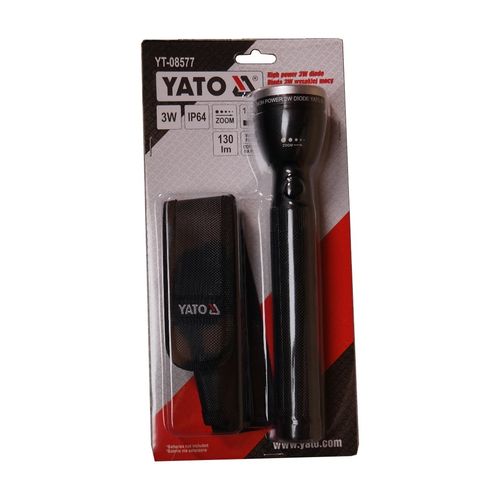 Yato LED-Taschenlampe 3W, IP64, Zoomfunktion, Gürteltasche