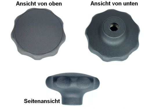 Grundkörper M8 für Handrad 63 mm - Kunststoff, schwarz