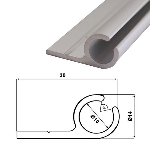 Kederschiene Aluminium eloxiert - 1 m - 45°