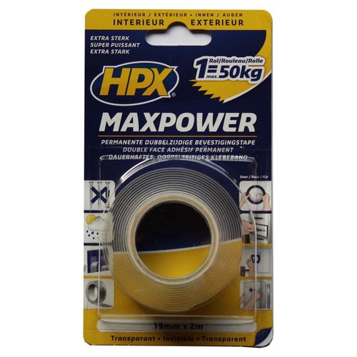 HPX Maxpower transparent 19mmx2m doppelseitiges Klebeband Montageband